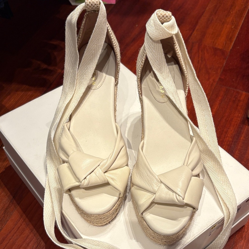 NWOT Cole Haan Cream Espadrille Wedges